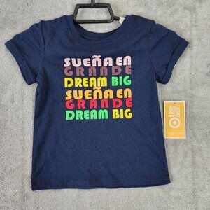 Unisex Kids Navy Shirt Short Sleeve Crew Neck Dream Big Latino Heritage Size 3T